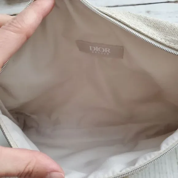 Dior Haute Couture Flowers Canvas Linen Pouch Cosmetic Bag Travel Case Clutch - Picture 6 of 6